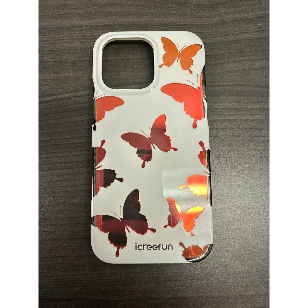 Icreefun iPhone Case Butterfly Holographic Iridescent MagSafe Compatible White